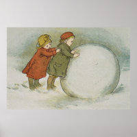 Enfants Roulant Boules De Neige