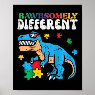 Poster Enfants Sensibilisation sur l'autisme Dino Rawrsom