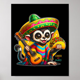 Poster Enfants Singe Mexicain Avec Sombrero Et Poncho Cin