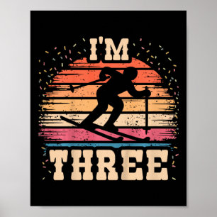 Poster Enfants Ski 3 ans Anniversaire Garçon fille 3e Ski
