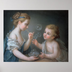 Poster Enfants soufflant des bulles
