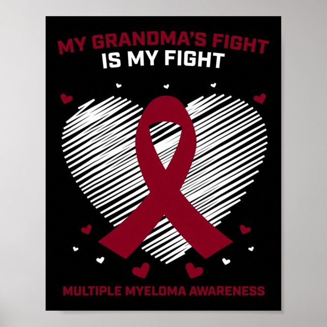 Poster Enfants Soutien au cancer du sang Grand-mère Myelo (Devant)