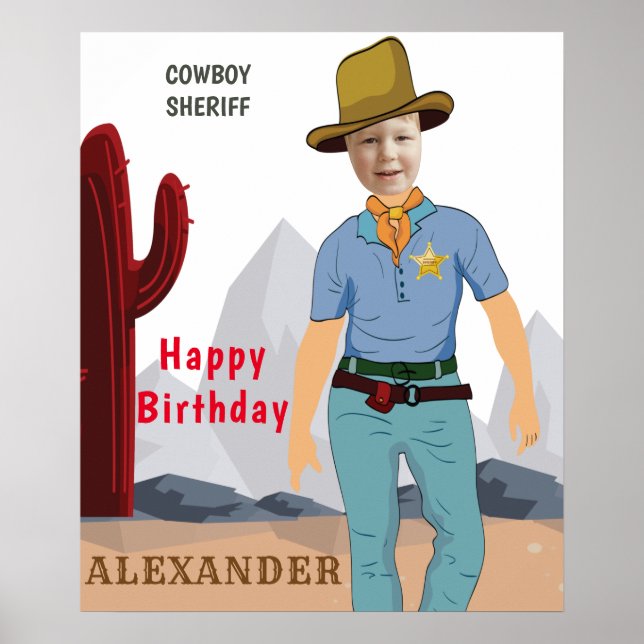 Poster Enfants Spécial Sheriff Cowboy Photo AJOUTER (Devant)