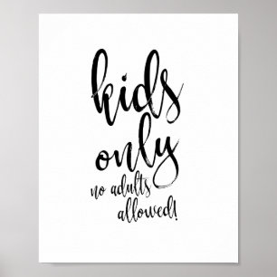 Poster Enfants Table noir et blanc 8x10 Signal pour Maria