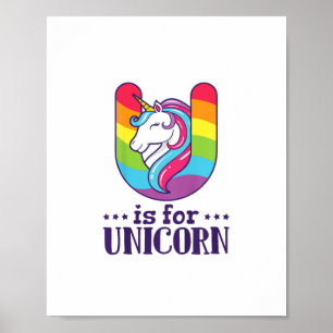 Poster Enfants U Est Pour Unicorn Alphabet T-Shirt