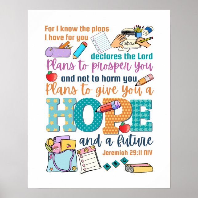 Poster Enfants verset de la bible Jérémie 29:11 (Devant)