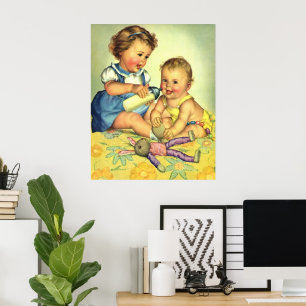 Poster Enfants vintages, Joyeux Petits Enfants Bouteille 