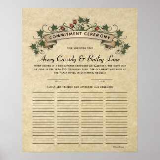 Poster Engagement Livre d'invité certificat de Mariage or