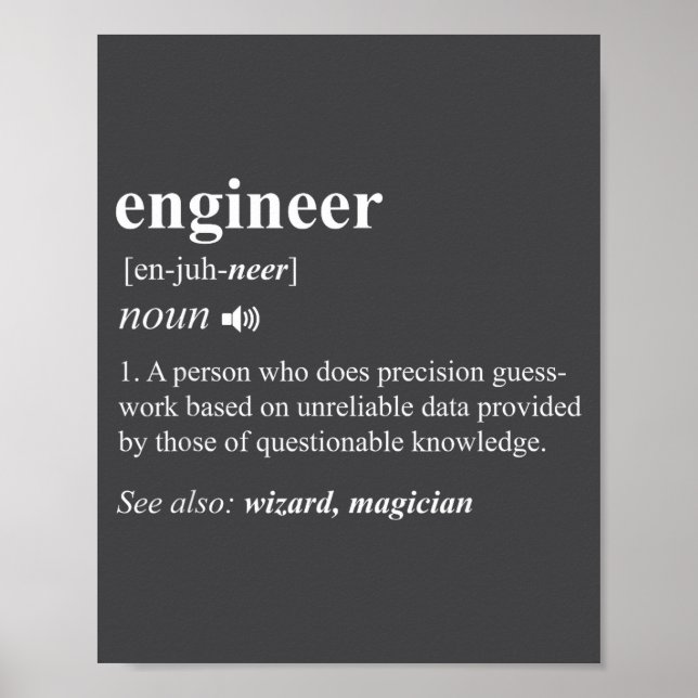 Poster Engineer Definition Funny Engineering Mechanical C (Devant)