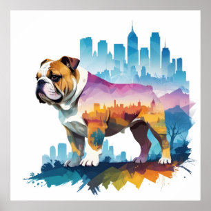 Poster English Bulldog Vintage Animal Nature Environnemen