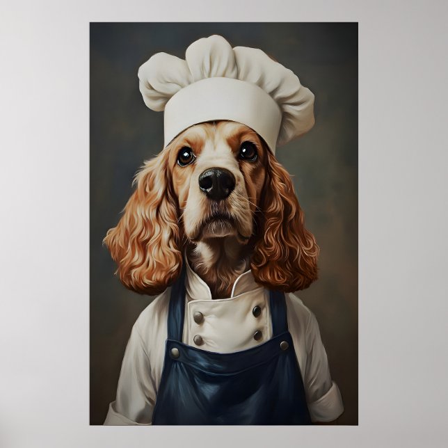Poster English Cocker Spaniel In Chefs Hat Poster, Pet (Devant)