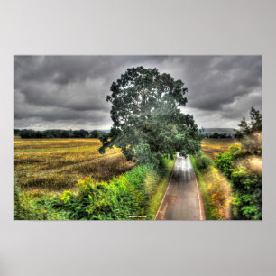 Poster English Country Road Landscape HDR Photo Imprimer