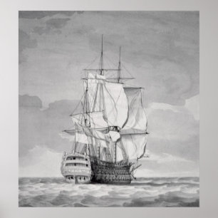Poster English Line-of-Battle Ship, 18th century