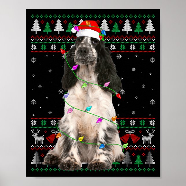 Poster English Springer Spaniel Dog Christmas Ugly Sweate (Devant)