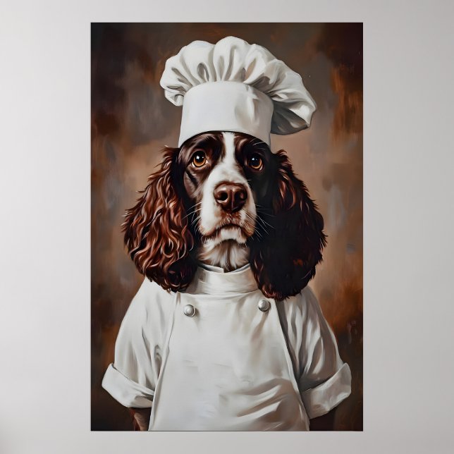 Poster English Springer Spaniel In Chefs Hat Poster, Pet (Devant)
