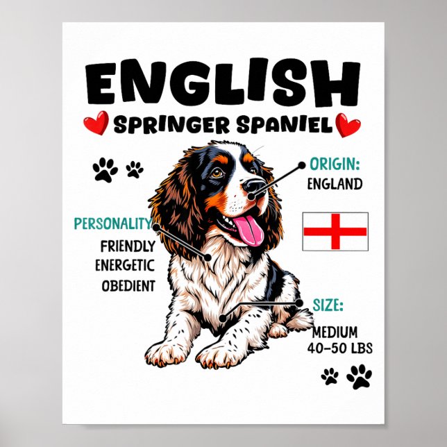 Poster English Springer Spaniel Owner Funny Dog Lover  (Devant)