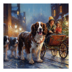 Poster English Springer Spaniel Saison des Fêtes de Noël