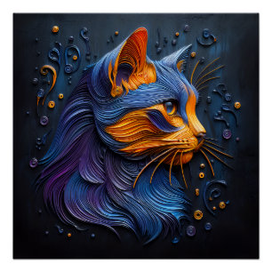 Poster Enigmatic Feline Glance - AI Crée