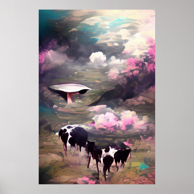 Poster Enlèvement de vaches UFO (Devant)