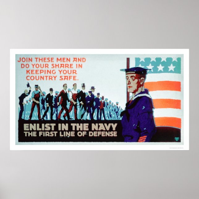 Poster Enlist Navy, la 1re ligne de défense (US02160) (Devant)