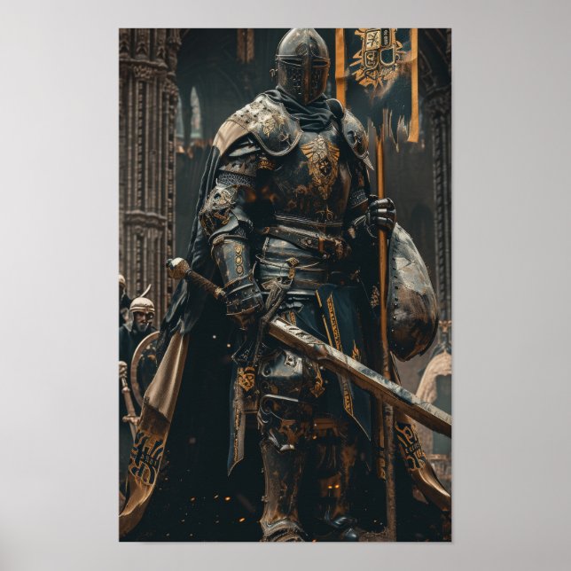 Poster Énorme Chevalier Donnant Sur Le Château - Pos Imag (Devant)