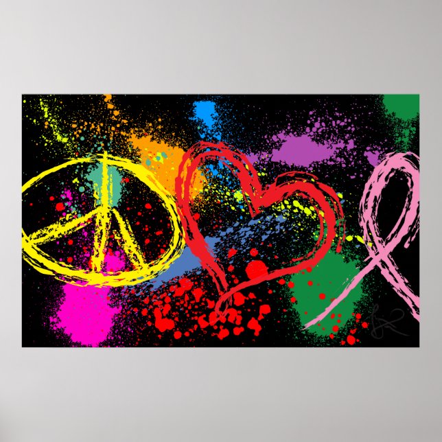 Poster "Énorme" Peace Love Hope Paint Splatter (Devant)