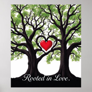 Poster Enraciné dans l'amour arbre du coeur Art symboliqu