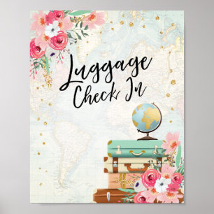 Poster Enregistrement des bagages Connexion Voyage Douche