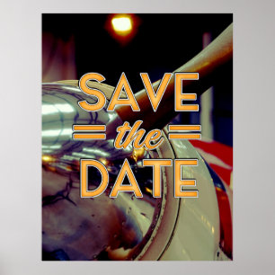 Poster Enregistrer la date du plan d'atelier vintage