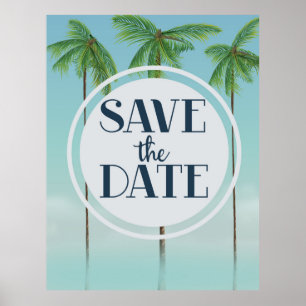 Poster Enregistrer La Date Palmes Tropicales Vintages