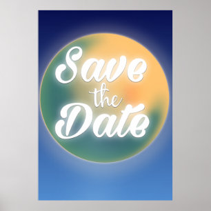 Poster Enregistrer la lune magique de la date