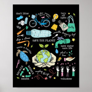 Poster Enregistrer La Planète Réduire Réutiliser Le Jour