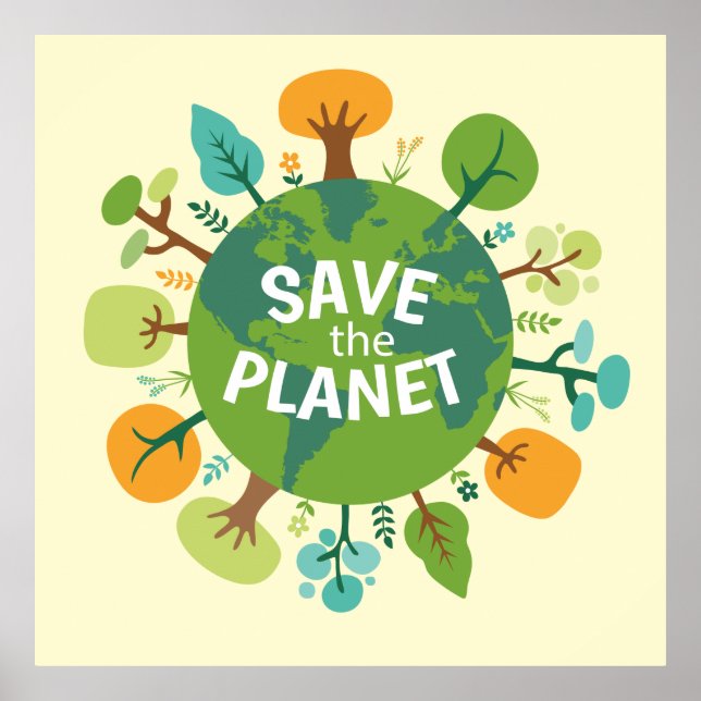 Poster Enregistrer l'illustration de la planète Terre (Devant)