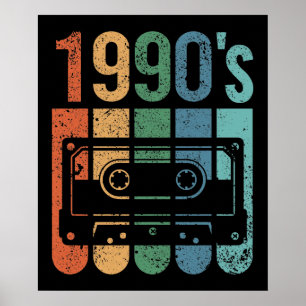 Poster enregistreur à cassettes des années 1990 (effet