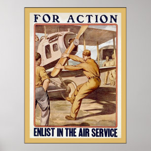 Poster Enrôlez dans l'affiche WW1 vintage de ~ de service