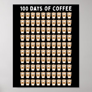 Poster Enseignant 100 tasses de café École du 100e jour