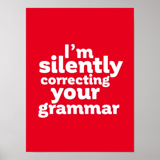 Poster Enseignant anglais drôle corrigeant silencieusemen (Devant)