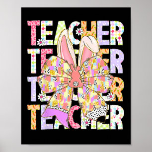 Poster Enseignant Bunny Coquette Bow Pencil Bunny Jour de