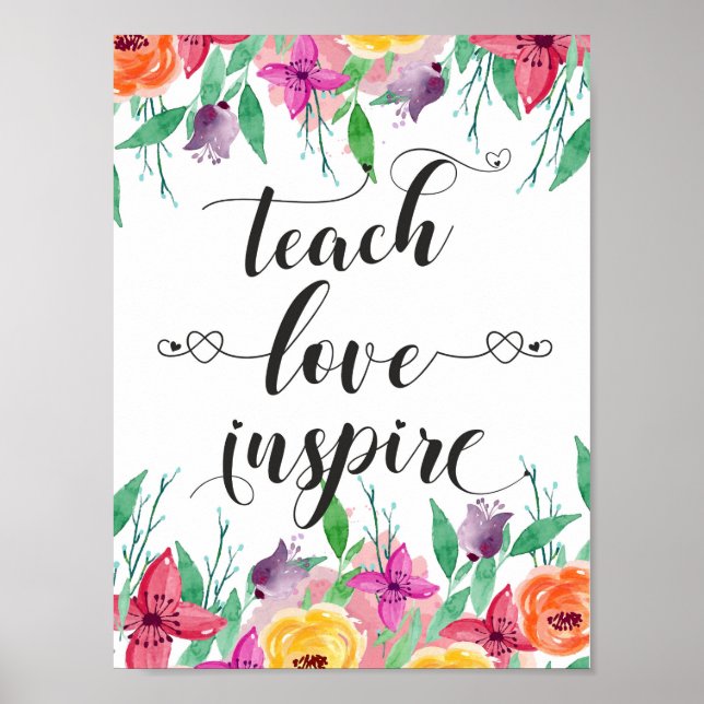 Poster Enseignant Cadeau Enseigner Amour Inspirer Citatio (Devant)