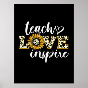 Poster Enseignant Cadeau Enseigner Amour Inspirer Leopard