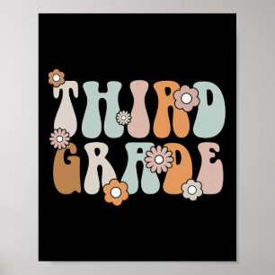 Poster Enseignant de 3e année Boho Flower Retour à l'écol