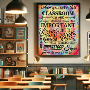 Poster Enseignant de classe coloré inspirant