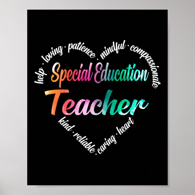 Poster Enseignant de l'éducation spéciale Coeur Mot Cloud (Devant)