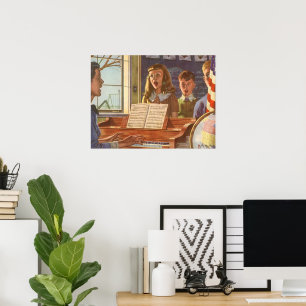 Poster Enseignant de musique vintage Enseigner aux élèves