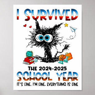 Poster Enseignant Drôle J'Ai Survécu Dernier Jour De L'Éc