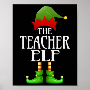 Poster Enseignant Elf Xmas Funny Family Matching Group Ch