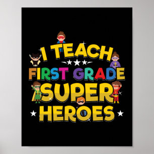 Poster Enseignant en super-héros de première année Enseig