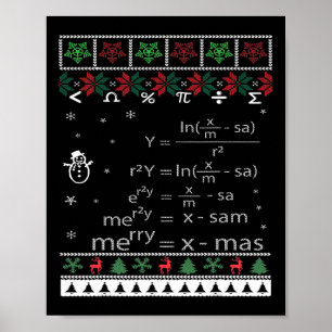 Poster Enseignant Funky Math Noël Joyeux Noël En Eq Math