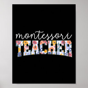 Poster Enseignant instructeur éducateur Montessori floral