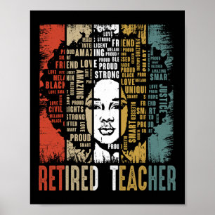 Poster Enseignant retraité Afro Afro-Américain Histoire n